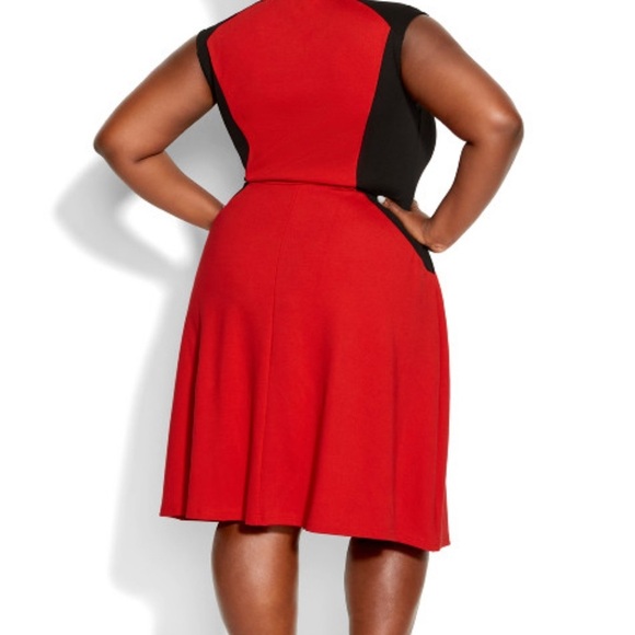 City Chic Red and Black Midi Dress - Picture 7 of 14